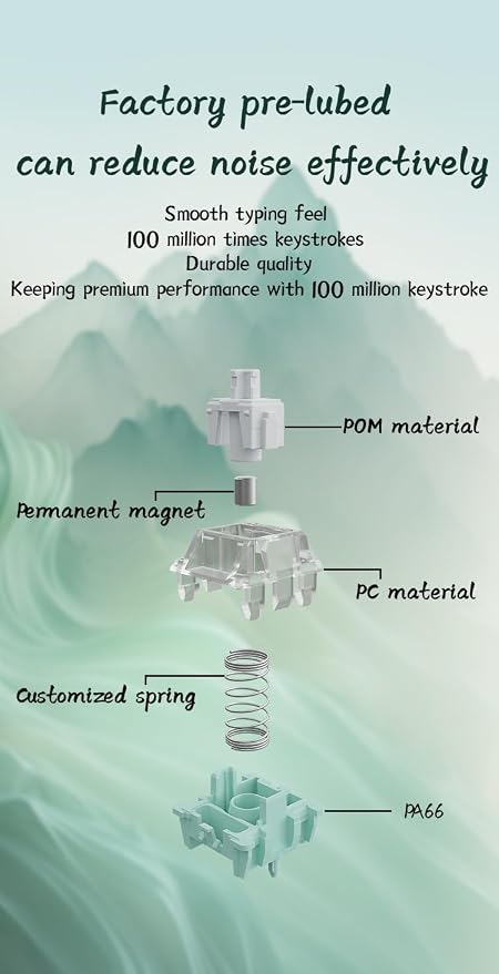 GATERON Magnetic Jade Keyboard Switches, Linear Factory Pre-lubed Freely - Image 3