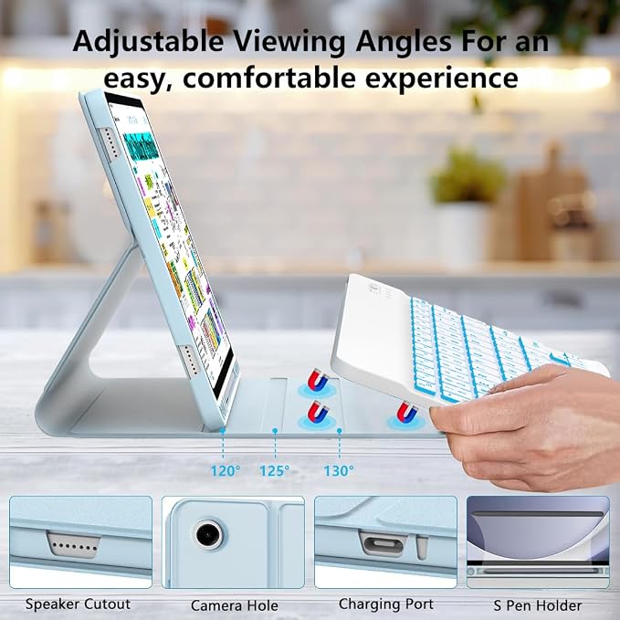 Keyboard Case for Samsung Galaxy Tab A9 Plus 5G 11 inch 2023, 7 Color Backlit - Image 3