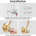 4 Packs Gold Coat Hooks, Decorative Towel Hooks, Heavy Duty Double Prong Wall - Image 7