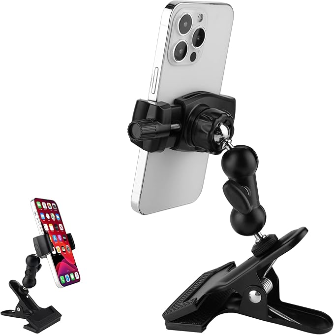 Clamp Phone Stand Holder for Desk/Table/Glass/Baffle/Easel/Guitar Head by Mippko
