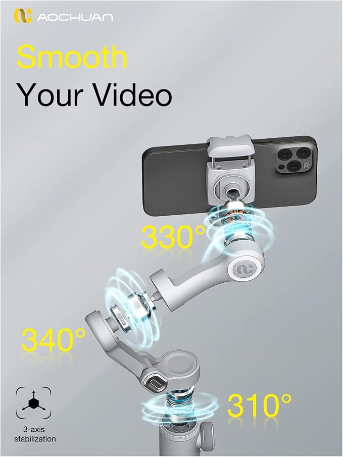 Professional Gimbal Stabilizer for Smartphone w/Wireless Charging OLED Display - Image 8