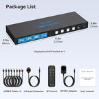 8K@60Hz DisplayPort KVM Switch 4 Computers 1 Monitor USB3.0 4K120Hz 4 Ports DP - Image 7