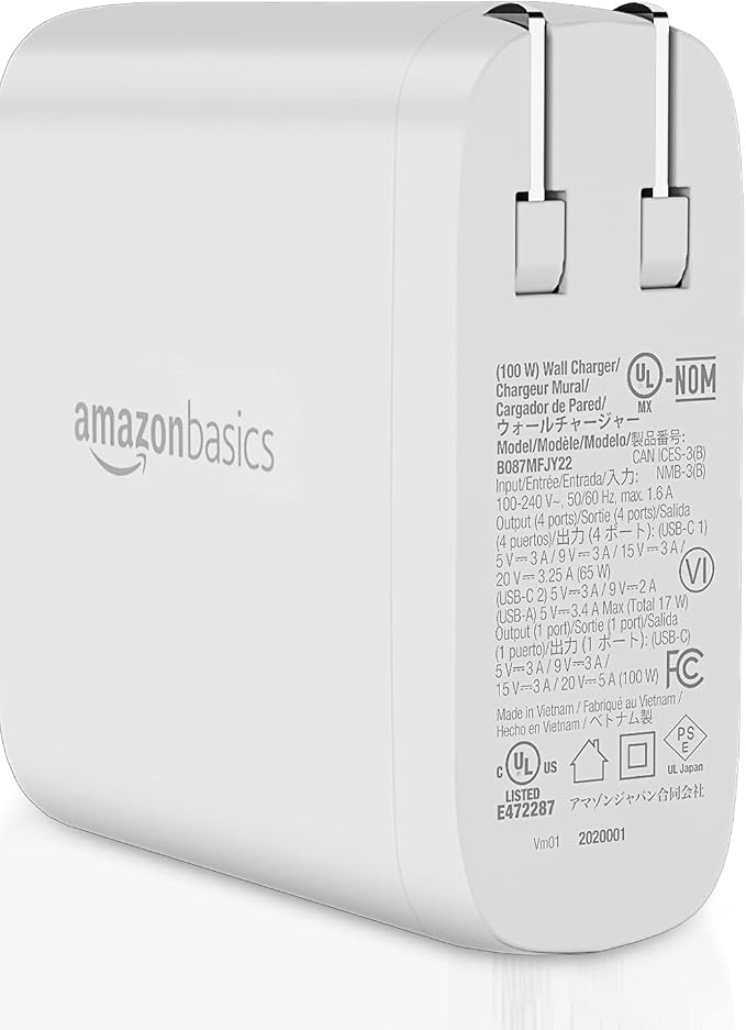 Amazon Basics 100W Four-Port GaN Wall Charger w/ 2 USB-C & 2 USB-A Ports w/PD - Image 2