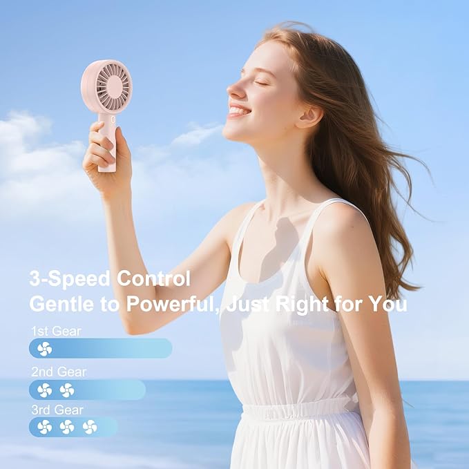 Portable Handheld Fan, USB Personal Fan Rechargeable Battery Operated 10H - Image 3