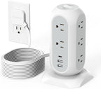 15 ft Extension Cord Tower Power Strip, 11 Outlets 3 USB Chargers, TESSAN Surge by TESSAN