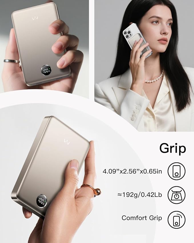 iWALK Magnetic Portable Charger, Qi2 Certified 15W Magnetic Power Bank - Image 6