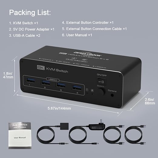 DEMEXBOOK Dual Monitor HDMI Displayport KVM Switch 2 Monitors 2 Computers - Image 8