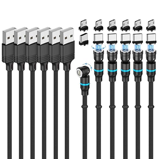 Magnetic Charging Cable 540° Rotation Magnet Phone Charger USB C Cable 3A Fast by Losuesme
