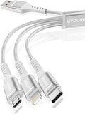 Short Multi Charging Cable 1FT 2Pack 3 in 1 Charger Cord Braided Universal by UYOUNG