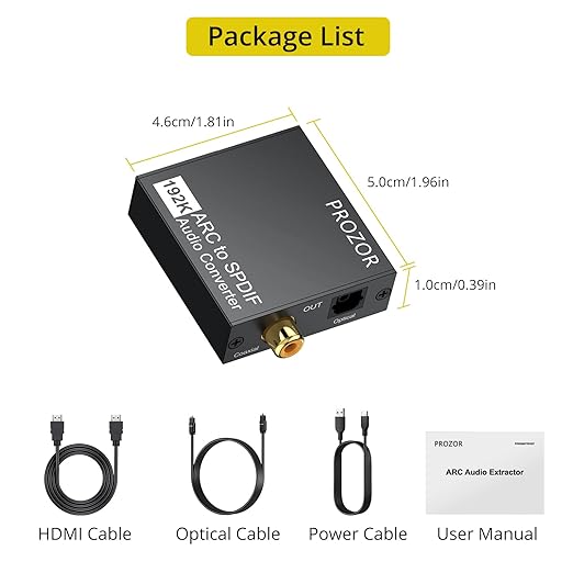 PROZOR 192KHz HDMI ARC to Optical Audio Adapter, 7ft/2.1m ARC Audio Extractor - Image 7