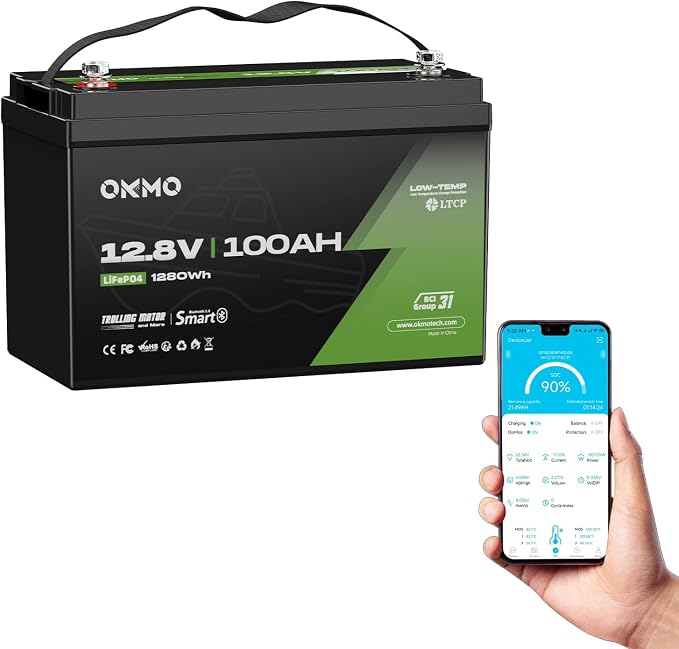 OKMO 12V 100Ah TM LiFePO4 Battery, Lithium Battery 150A BMS by OKMOBeYourHomePowerBackup