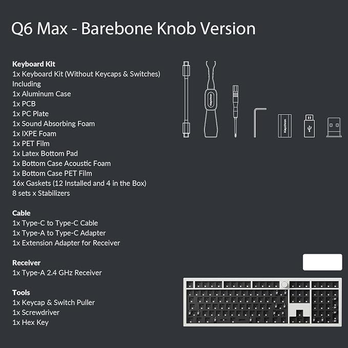 Keychron Q6 Max QMK/VIA Wireless Custom Mechanical Keyboard Barebone Knob - Image 8