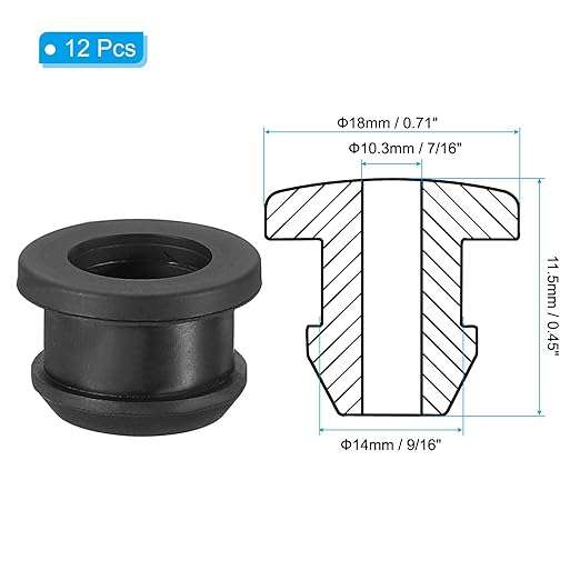 PATIKIL 14mm / 9/16 Inch Drill Hole, 7/16 Inch ID Rubber Grommets - Image 2