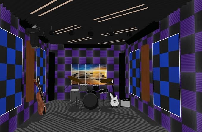 96 Pack Black/purple 12 "X 12 "X1" Acoustic Panels Studio Soundproofing Foam - Image 2