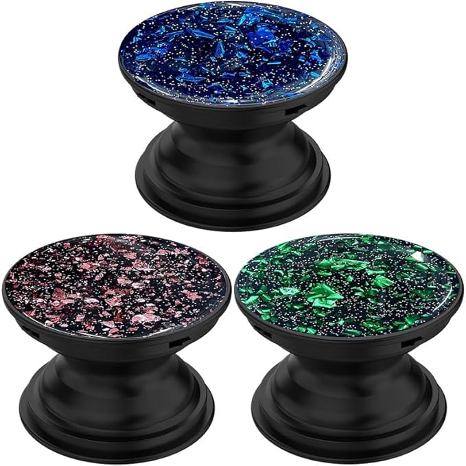 3 Pack Fashionable Clear Glitter Expandible Collapsible Moblile Phone Grip by HighQualityFlagship