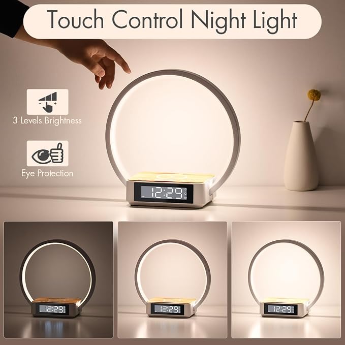 Wireless Charging Station with Alarm Clock, Bedside Lamp with Sunrise Wake-Up - Image 4