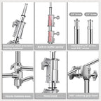 Heavy Duty C Stand with Boom Arm, Stainless Steel Heavy Duty Photography Light - Image 2