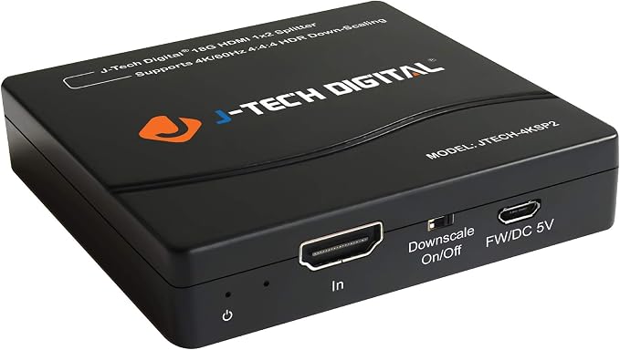 J-Tech Digital HDMI Splitter 1 in 2 Out 4K 60Hz Multi-Resolution Output HDMI by J-TechDigital