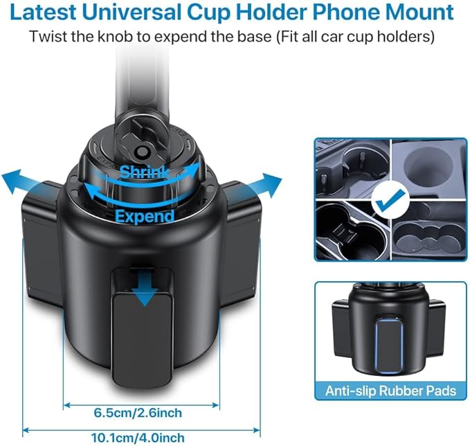 Miracase Cup Phone Holder for Car, Adjustable Long Neck Car Cup Holder Phone - Image 3