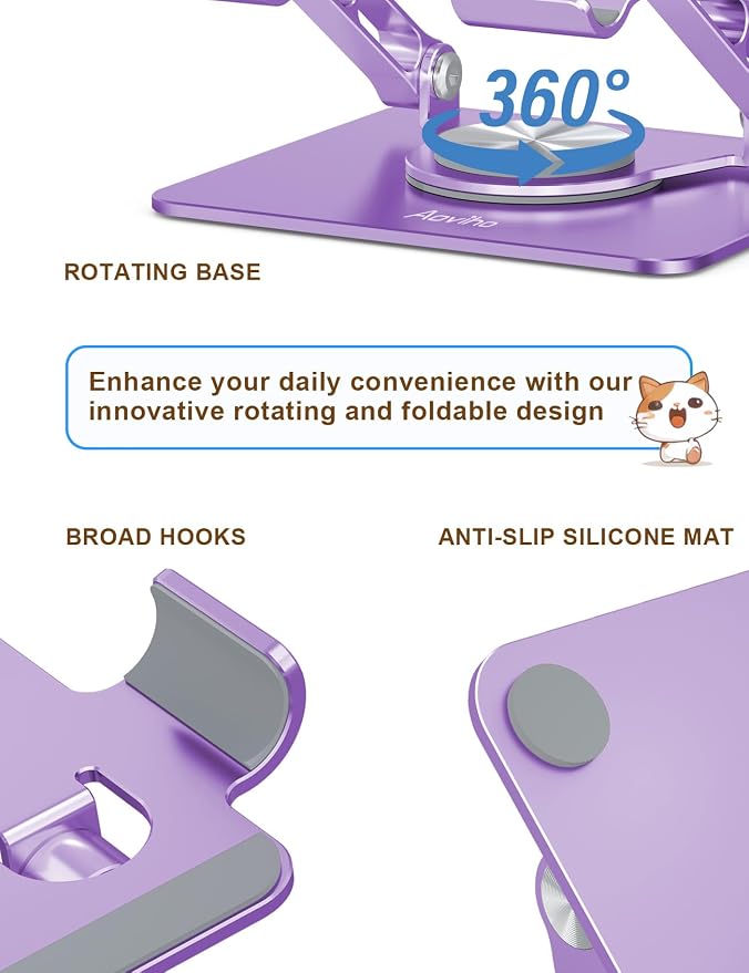 Tablet Stand 360° Rotating Aluminum Holder - Image 4
