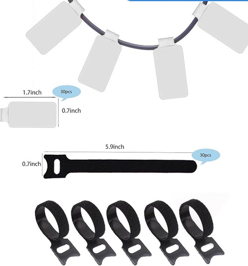 100 Pack Reusable Hook & Loop Cable Ties & Labels Kit - Image 2