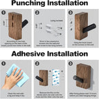 4 PCS Black Walnut Wood Wall Hooks, Adhesive Mounted & Wall Mounted Rustic - Image 5