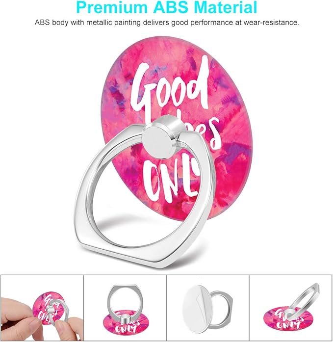 Bonoma Phone Ring Holder, 3 Pack Good Vibes Only Universal Finger Ring Stand - Image 2