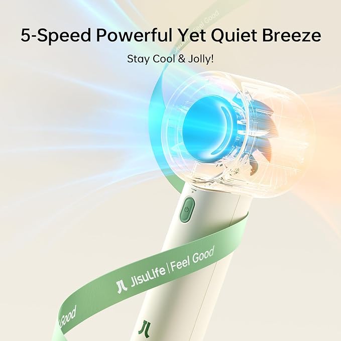 JISULIFE Portable Handheld Fan, 4000mAh Mini Rechargeable Fan, 5 Speeds & Up to - Image 6