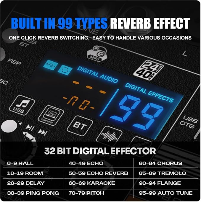 TF400 Dj Mixer 4 Channel Audio Mixer Bluetooth Sound Bar - Image 3