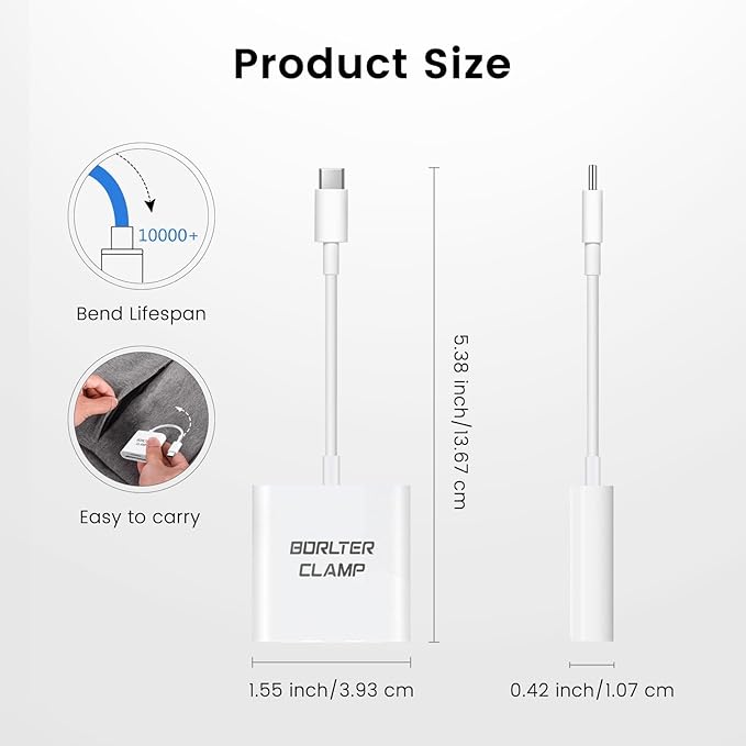 USB C to SD Card Reader, BorlterClamp Type C to SD/Micro SD Memory Card Reader - Image 4