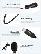 MillSO USB PC Microphone Plug & Play USB Lavalier Microphone Omnidirectional - Image 8