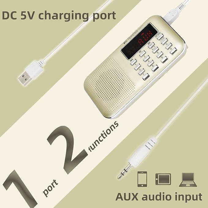 Retekess PR11 AM FM Radio Portable, Rechargeable Transistor Radios Small - Image 4
