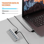 Achoro 7 Ports Powered USB HUB – 2nd Generation 10GB Super Speed External USB - Image 3