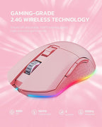 DAREU Pink Wireless Wired Gaming Mouse Dual-Mode Rechargeable 7 Programmable - Image 5