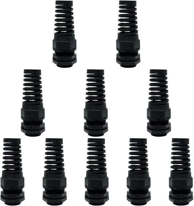 LeMotech 10Pcs NPT 3/4" IP68 Waterproof Cable Gland Flex Spiral Strain Relief by LeMotech