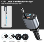 4 in 1 Retractable Car Charger, USB C Fast Charging Adapter - Image 3
