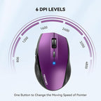 TECKNET Bluetooth Mouse, 4800 DPI Wireless Mouse, 2-Year Battery 6 Adjustable - Image 2