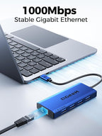 QGeeM USB C Hub Ethernet, 9 in 1 USB Type C Hub HDMI Multi-Port Converter - Image 6