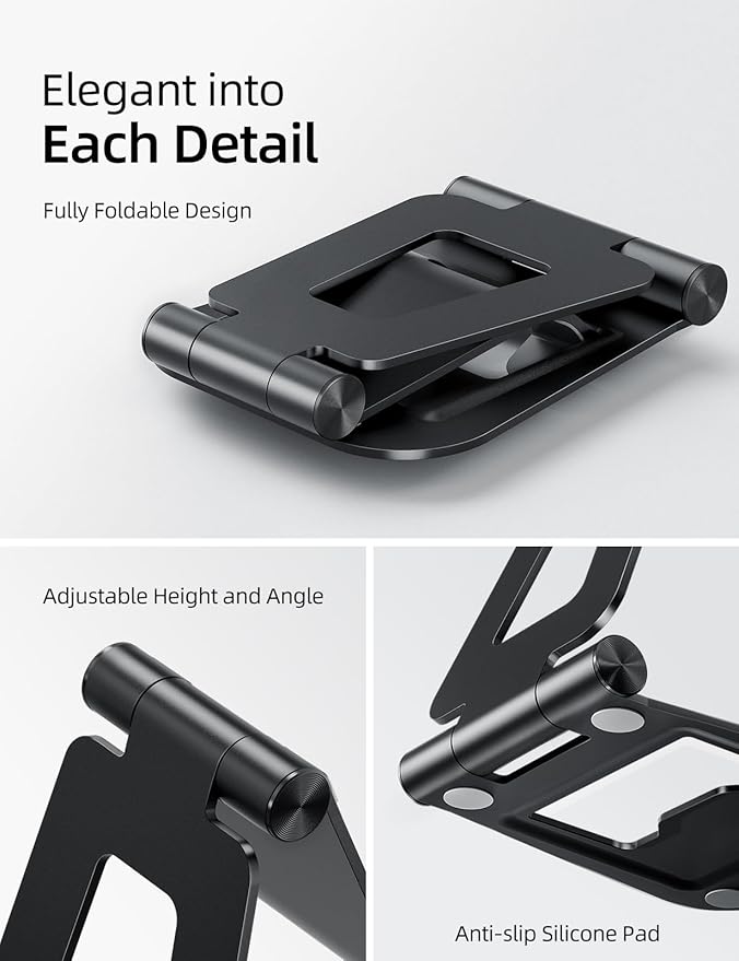 Nulaxy Aluminum Dual Foldable iPad Stand, Fully Adjustable Desktop Tablet Holder - Image 4