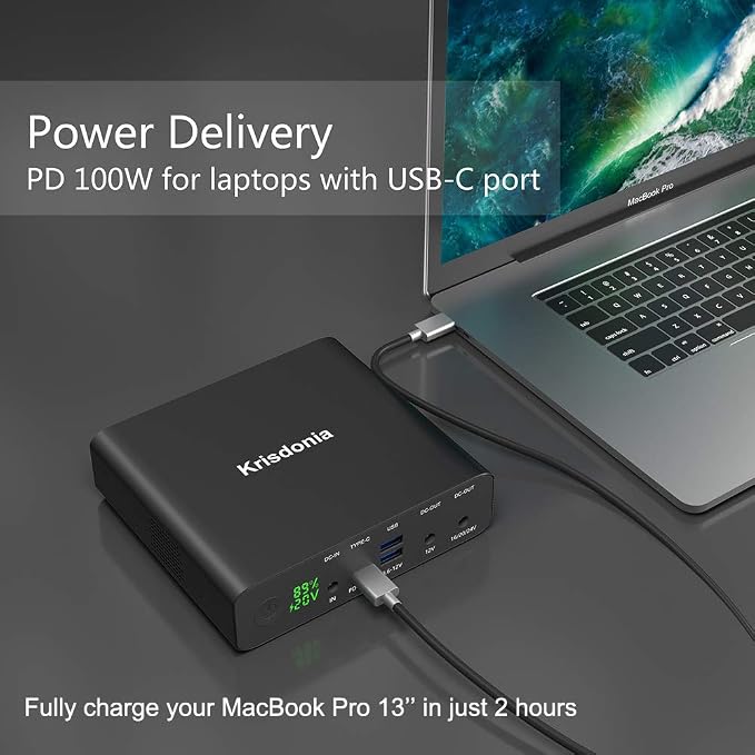 Krisdonia Portable Laptop Charger 32000mAh 100W PD Power Bank, External Battery - Image 2