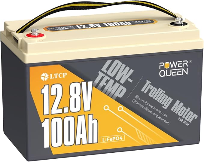 Power Queen 12.8V 100Ah LiFePO4, Upgraded Low Temperature Cut-off Function by PowerQueen