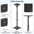 MOUNTUP Universal Speaker Stands Pair 28.3" to 37.4" Height Adjustable Floor - Image 8