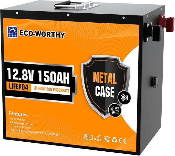 ECO-WORTHY 12V 150Ah Metal Case LiFePO4 Lithium Battery by ECO-WORTHY
