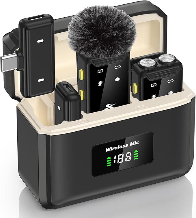 PQRQP Wireless Microphone for iPhone, Dual Microphones 20 H Battery Life by PQRQP