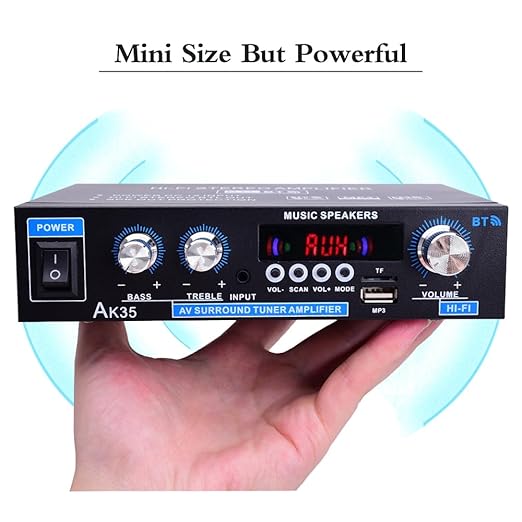 AK35 Stereo Amplifier Home Audio Bluetooth 5.0 Max 200W 2.0 Channel Mini - Image 6