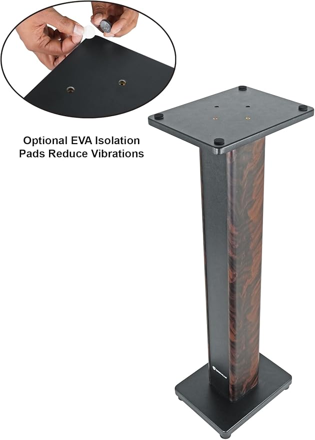 Rockville RHTSD 36" Bookshelf Speaker Stands, Dark Wood Grain, Dual Top Plates - Image 5