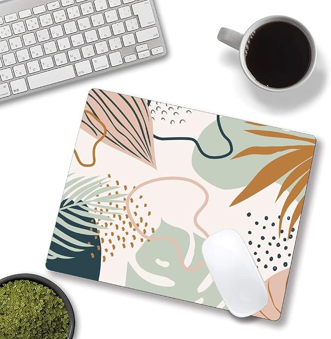 Mouse Pad, Boho Abstract Mouse Pad, Premium-Textured Square Mouse Mat - Image 3