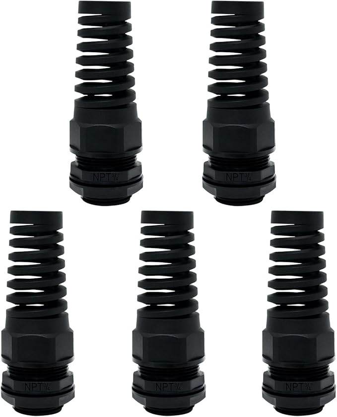 LeMotech 5Pcs NPT 3/4" IP68 Waterproof Cable Gland Flex Spiral Strain Relief by LeMotech