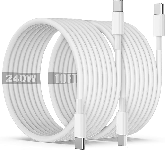 240W USB C to C Charging Cable 10ft, Type C to C Fast Charger Cord Long by Qalirvis