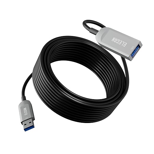 Elecan Active Optical USB 3.0 Extension Cable 50 FT Fiber Optic Type A Male to by Elecan